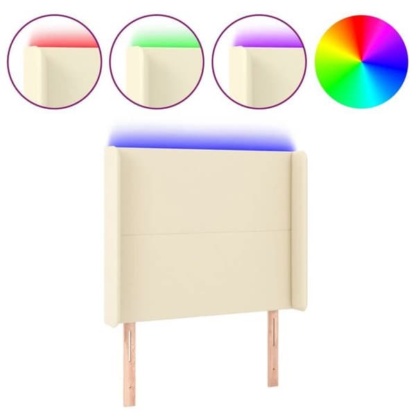Maison Exclusive - LED Hovedgærde Creme 103x16x118/128 cm Simililæder
