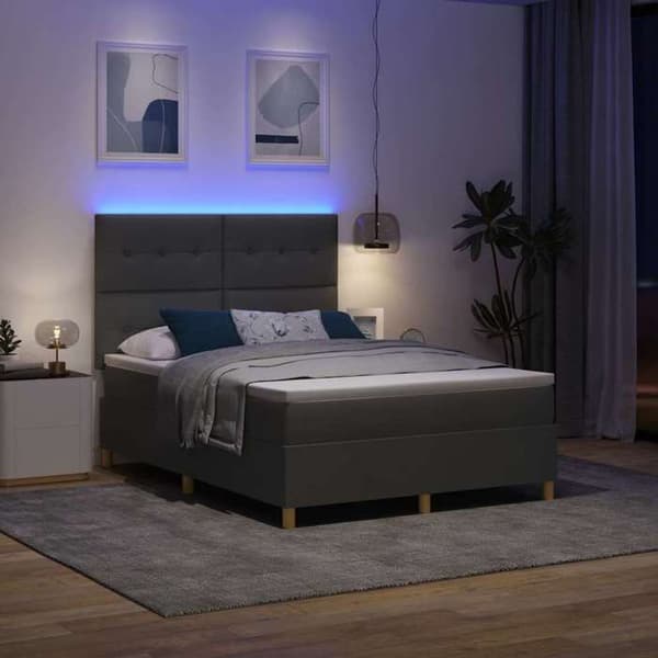 Maison Exclusive - LED-jousipatja Tummanharmaa 140 x 190 cm kangas Mörkgrå