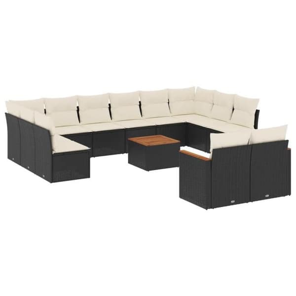 Maison Exclusive - Trädgårdsmöbler med kuddar 13 delar svart flätad resin
