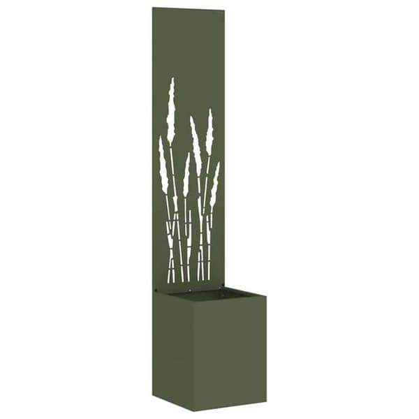 Havemur - EKSKLUSIV HUS - 32 x 32 x 150 cm - Olivengrøn - Robust stål - Mat finish Olivgrön