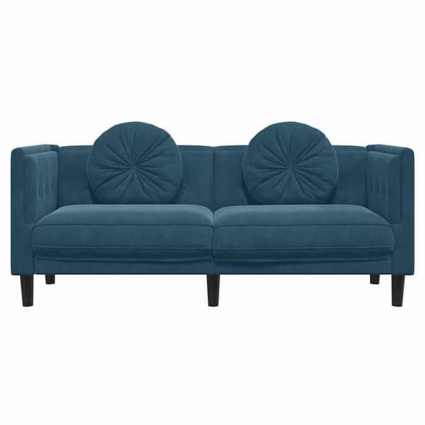Maison Exclusive - 2-paikkainen sininen samettisohva tyynyillä