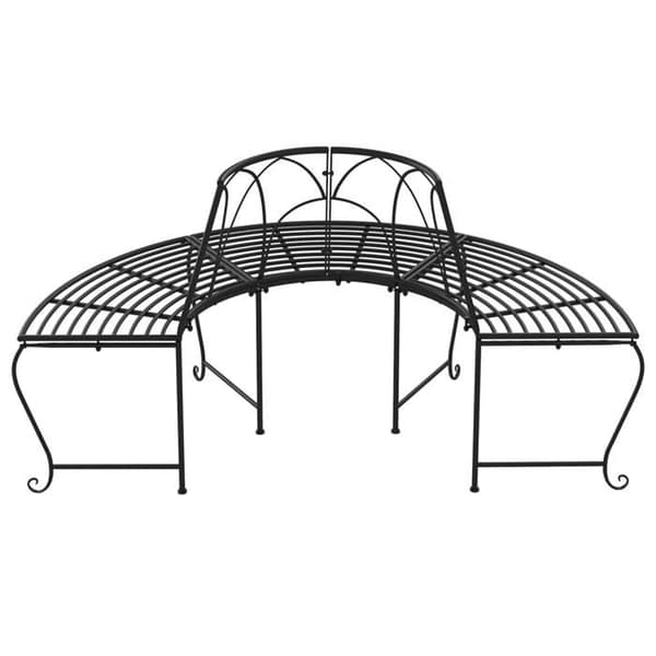 Maison Exclusive - Halvcirkelformet bænk til træ Ø159 cm Sort Stål