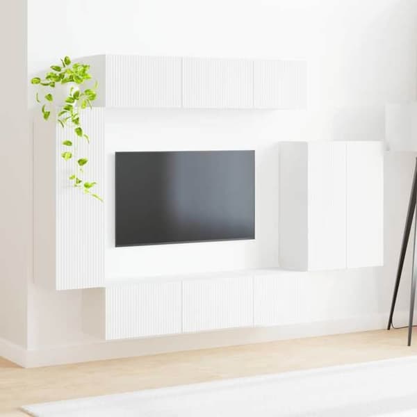 Maison Exclusive - Väggmonterad TV-möbelset 6 delar Vit
