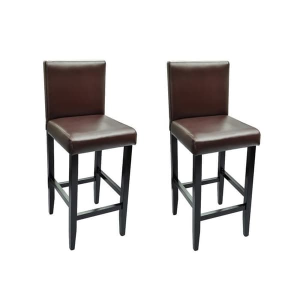 Maison Exclusive - Barstolar set om 2 mörkbruna i konstläder Mörkbrun (säte); svart ram