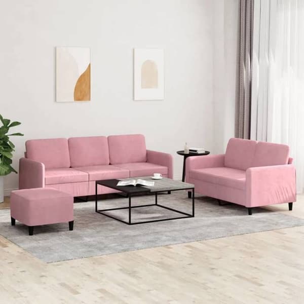 Maison Exclusive - Sæt af 3 sofaer i lyserødt velour