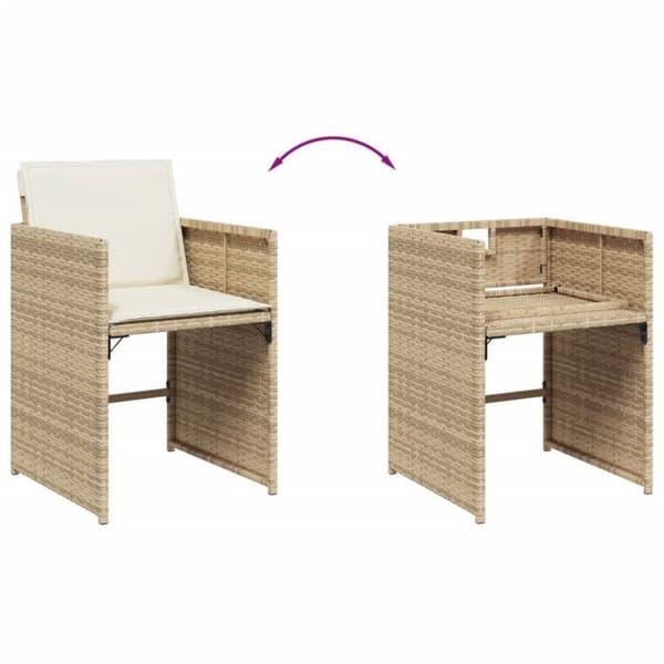 Maison Exclusive - Trädgårdsset med 5 delar i beige polyrotting med kuddar