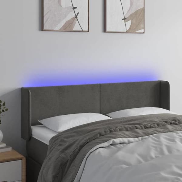 Maison Exclusive - LED-päätyharso Tummanharmaa 147x16x78/88 cm Sametti mörkgrå