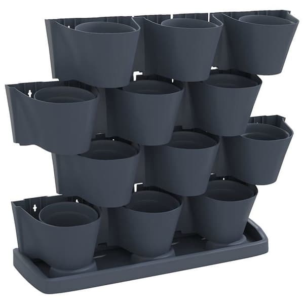 Maison Exclusive - Sæt af 12 vertikale plantekasser Anthracite PP antracit