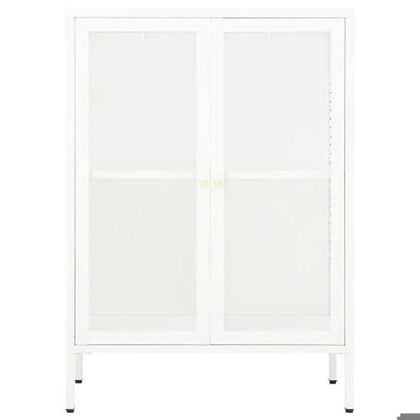 Maison Exclusive - Buffé Vit 75x35x105 cm Stål och glas