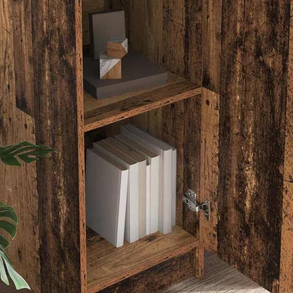 Buffé hög - EXKLUSIVT HUS - Rektangulär modell - Ingenjörsträ - Brun - 35x39x168 cm