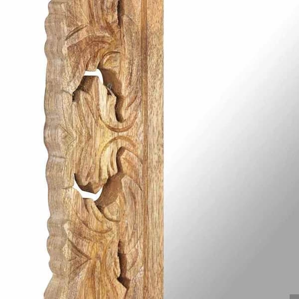 Maison Exclusive - Håndskåret spejl Brun 110x50 cm Mango træ brun