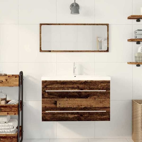 Maison Exclusive - Badrumsspegel med gammalt trä 80 x 38,5 x 48 cm