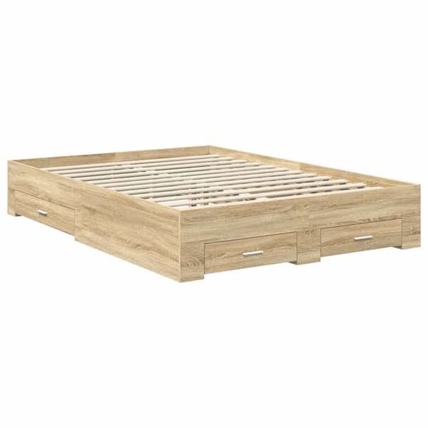 Maison Exclusive - Sängram Ek Sonoma 140 x 190 cm Ingenjörsträ