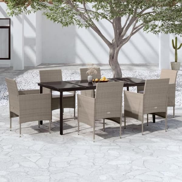 Maison Exclusive - Have spisebord sæt med puder 7 stk Beige/sort