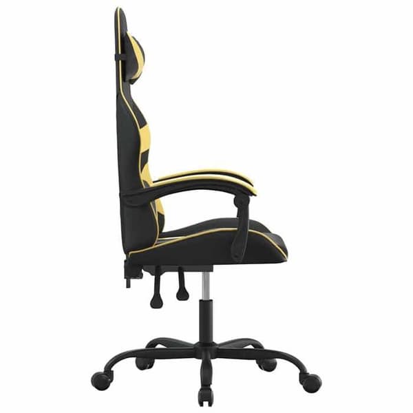 Maison Exclusive - Svart och guld snurrande spelstol i konstläder