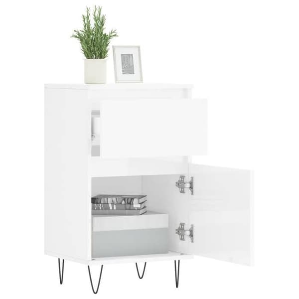 Maison Exclusive - Buffeter 2 stk hvid glans 40x35x70 cm ingeniørtræ