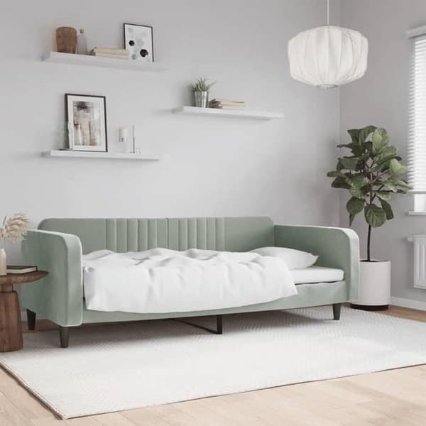 Maison Exclusive - Sängsoffa utan madrass ljusgrå 90x200 cm sammet Ljusgrått