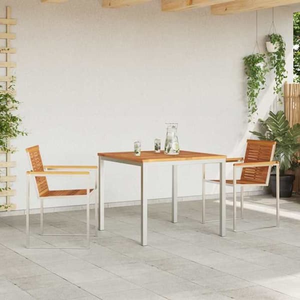 Maison Exclusive - Sæt af 3 pc. spisebord til haven Brunt och silver