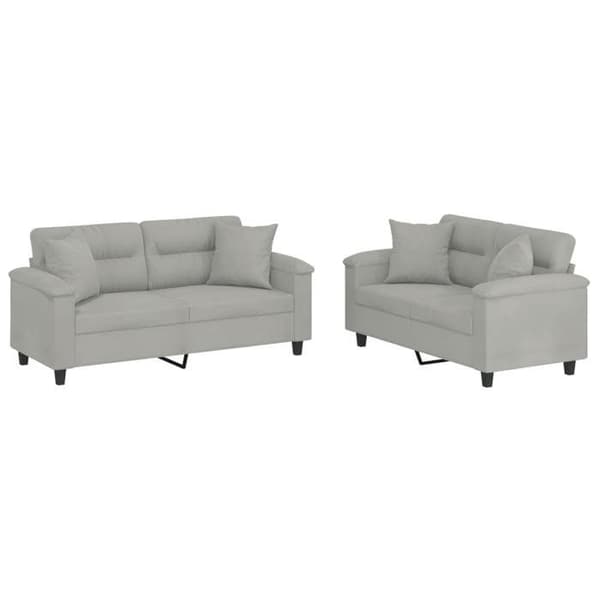Maison Exclusive - Sæt af 2 sofaer med puder Lys grå Mikrofiber stof