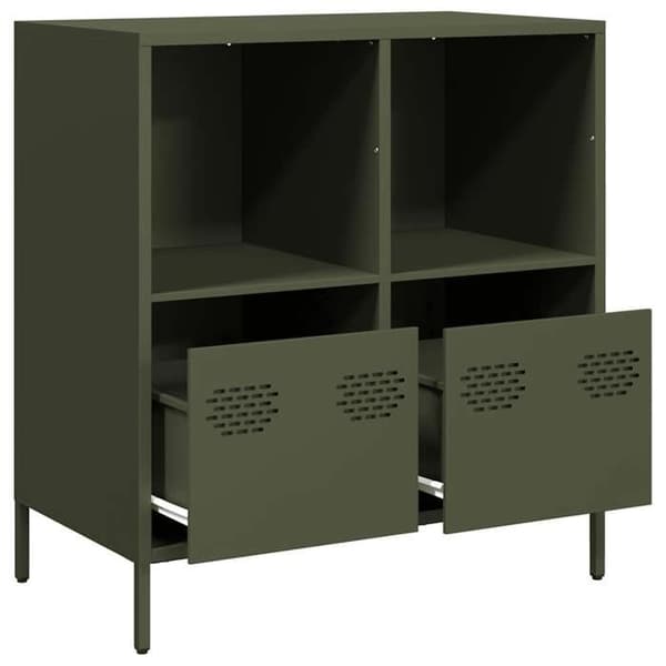 Maison Exclusive - Buffé grön oliv 68x39x73,5 cm kallvalsat stål