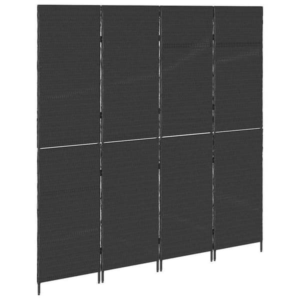 Paravent - MAISON EXCLUSIVE - 195 x 180 cm - Polyrotin - Sort - Sammenklappelig Svart