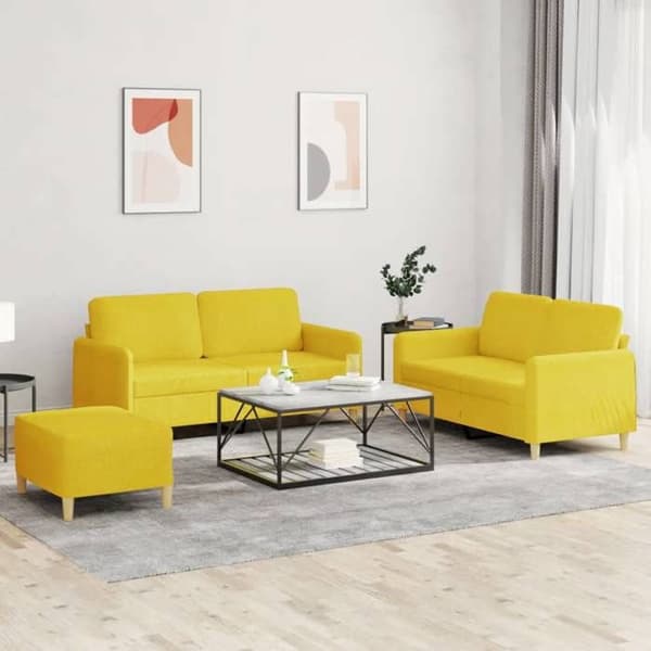 Maison Exclusive - Sæt af 3 sofaer med puder Lys gul Stof