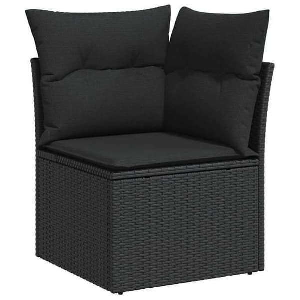 Maison Exclusive - 9 osan musta polyrottinkinen puutarhakalustesetti