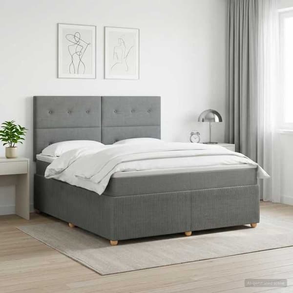 Maison Exclusive - Boxspring seng med madras Mørkegrå 140 x 200 cm Stof Mörkgrå