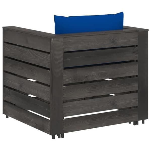 Maison Exclusive - Havegruppe 2 stk med puder, grå imprægneret træ Grå (trä impregnerat med grå)