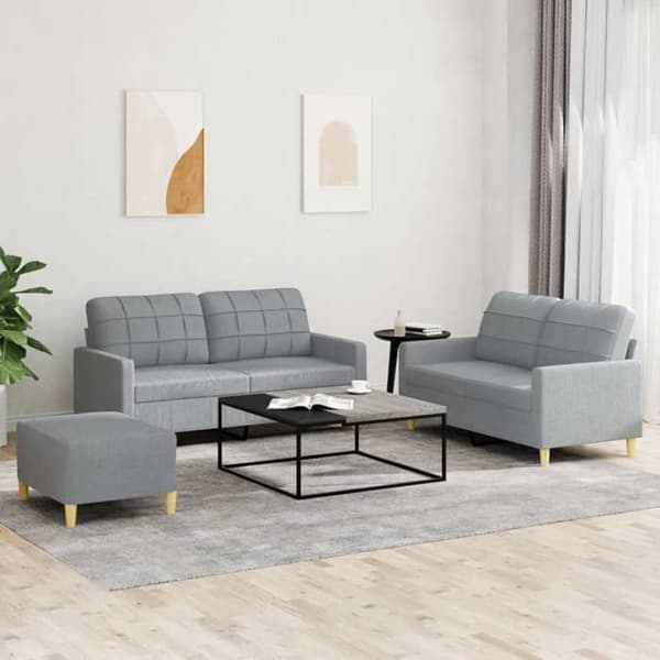 Maison Exclusive - Sæt af 3 sofaer med puder Lys grå Stof