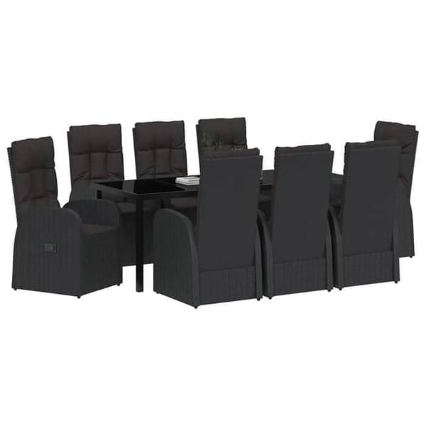 Maison Exclusive - 9 pc have spisebordssæt i sort polyrotin Svart