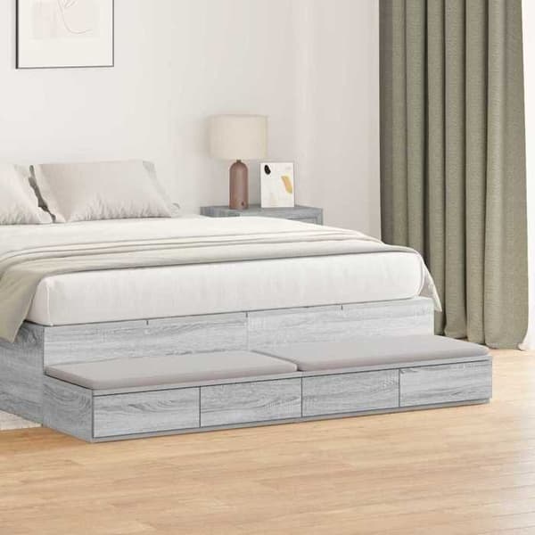 Sengekasser - EKSKLUSIV HUS - 135 x 36,5 x 16,5 cm - Grå Sonoma - Spånplader - Trykåbning Gris Sonoma