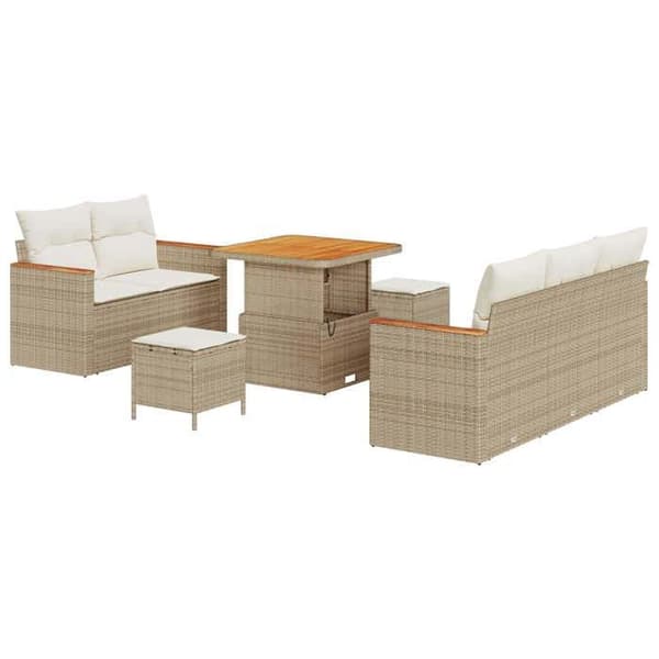 Maison Exclusive - 8 osan beige polyrottinkinen puutarhakalustesetti beige