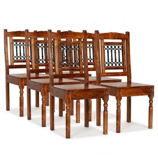 Maison Exclusive - Matstolar set om 6 i massivt trä klassisk brun