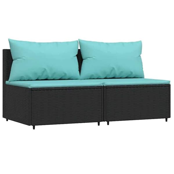 Havemøbel - EKSKLUSIVT HUS - Central sofa 2 stk - Sort - Vævet harpik - Stålramme Svart