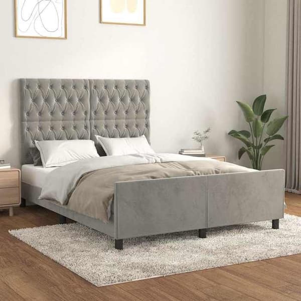 Maison Exclusive - Sengebund uden madras grå lys 140x190 cm velour ljusgrått