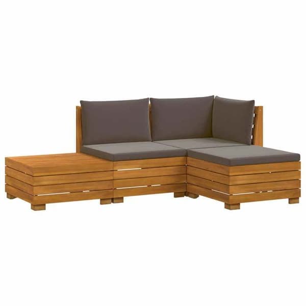 Maison Exclusive - 4 stk. Udendørs Sofa Sæt i Massivt Akacietræ