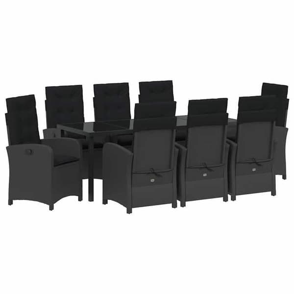 Maison Exclusive - 9 pc have spisebordssæt i sort polyrotin Svart