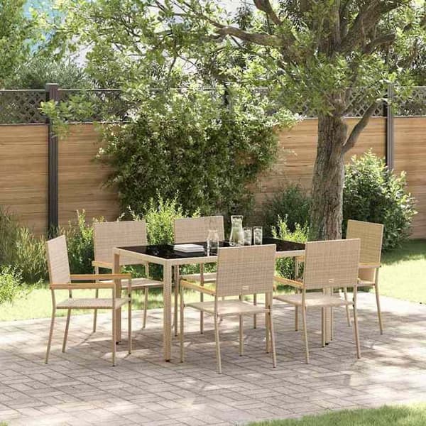 Maison Exclusive - 7 pc spisestue sæt til haven i beige polyrotin beige