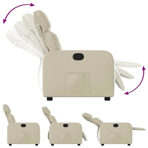 Maison Exclusive - Reclinerfåtölj i krämfärgad konstläder