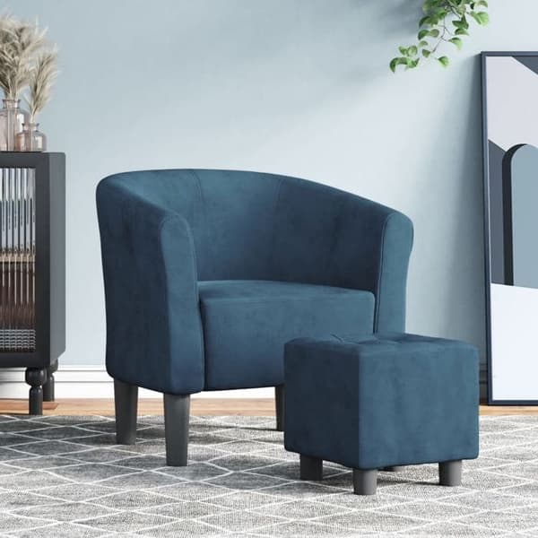 Maison Exclusive - Sininen samettinen jalkatuki tuoli Mörkblå