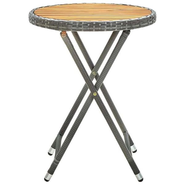 Maison Exclusive - Grått tebord 60 cm i flätad resin och solid akaciaträ