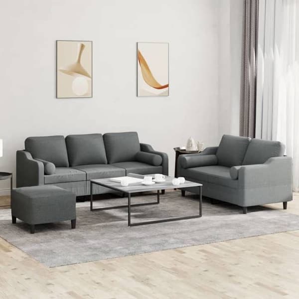 Maison Exclusive - Sæt af 3 sofaer med mørkegrå puder i stof
