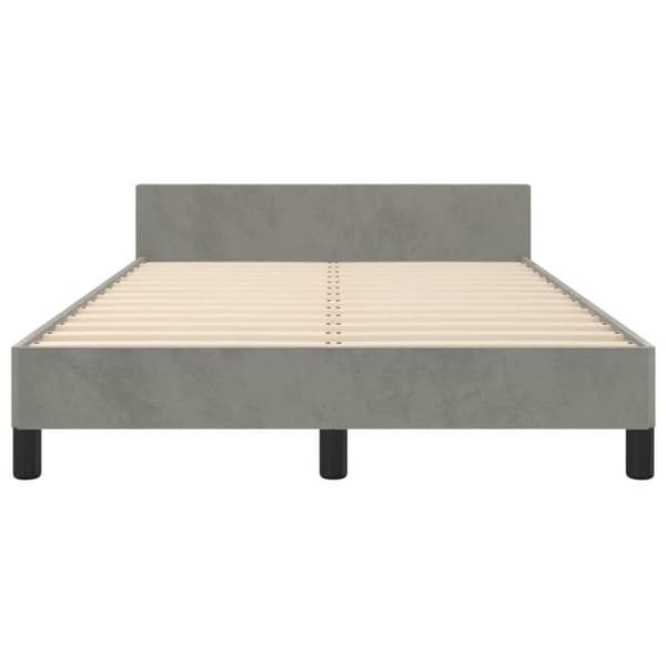 Sengestel - EKSKLUSIV HUS - 120x190 cm - Lys grå velour - Justerbar hovedgærde - Lamelseng Ljusgrått