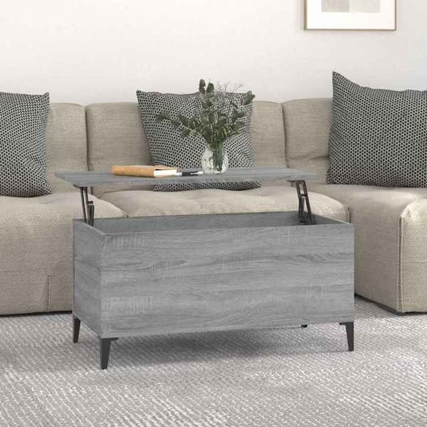 Bord - EKSKLUSIV HUS - Sonoma - Hævebord med opbevaring - Grå - 90x44,5x45 cm Grå