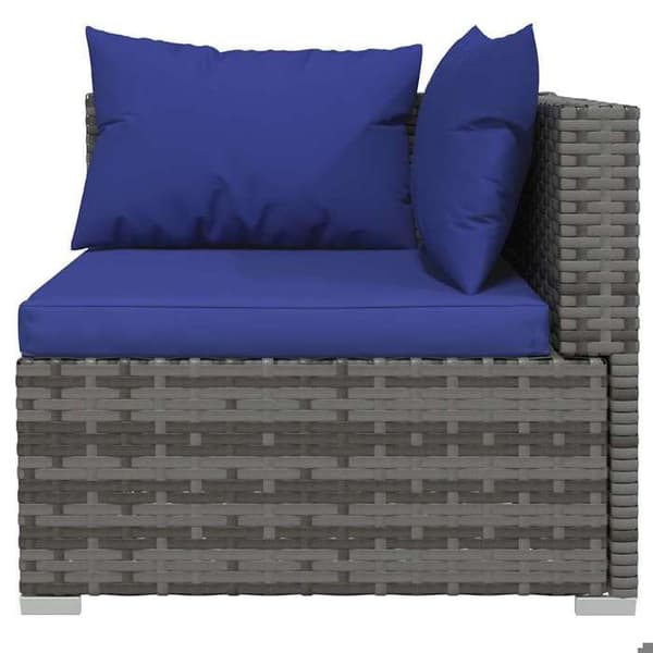 Maison Exclusive - Soffa 3 platser med grå kuddar i flätad resin Grå