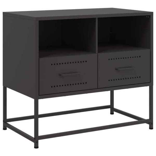 TV-møbel - MAISON EXCLUSIVE - 68x39x60,5 cm - Robust stål - 2 skuffer + 2 rum - Industriel stil Svart
