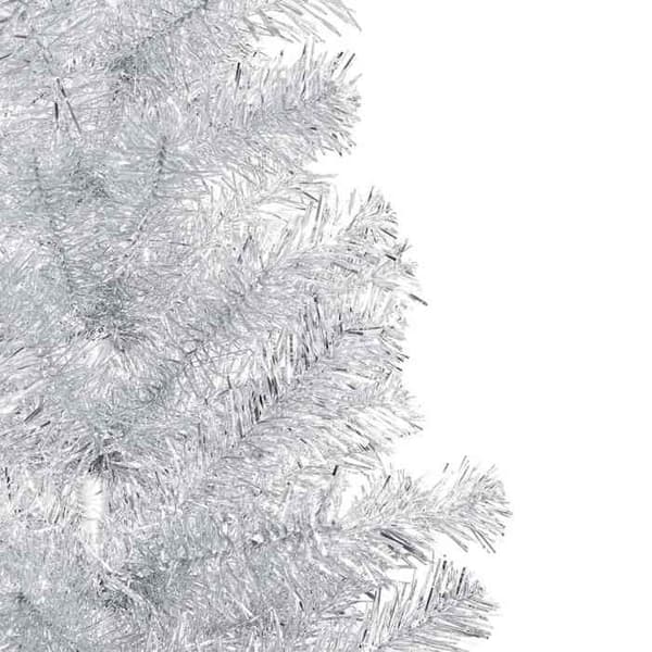 Maison Exclusive - Förbelyst konstgjord julgran/silverkulor 150 cm PET Silver
