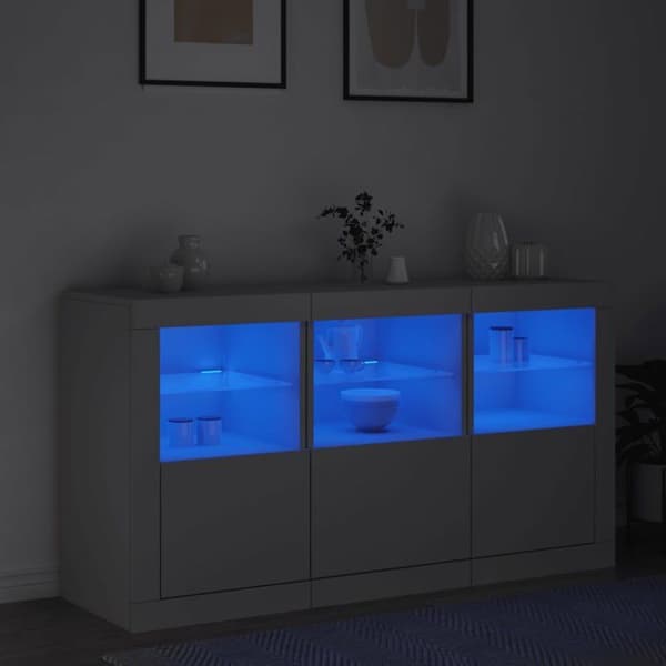 Maison Exclusive - Buffet med hvide LED-lys 123x37x67 cm