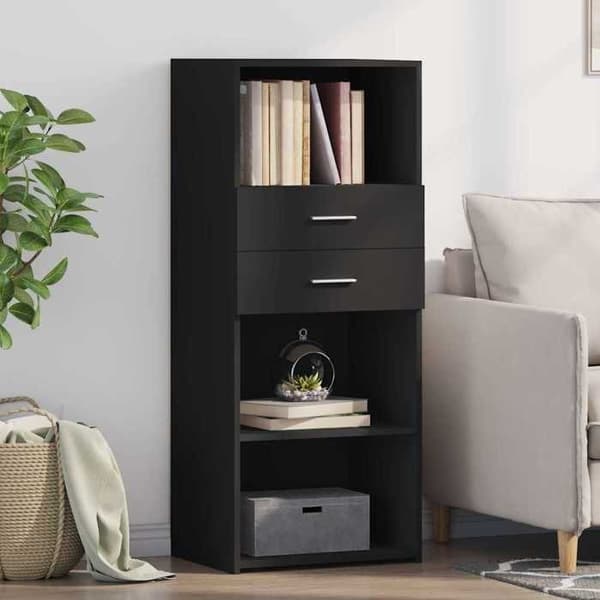 Maison Exclusive - Sort høj buffet 50x42,5x124 cm ingeniørtræ